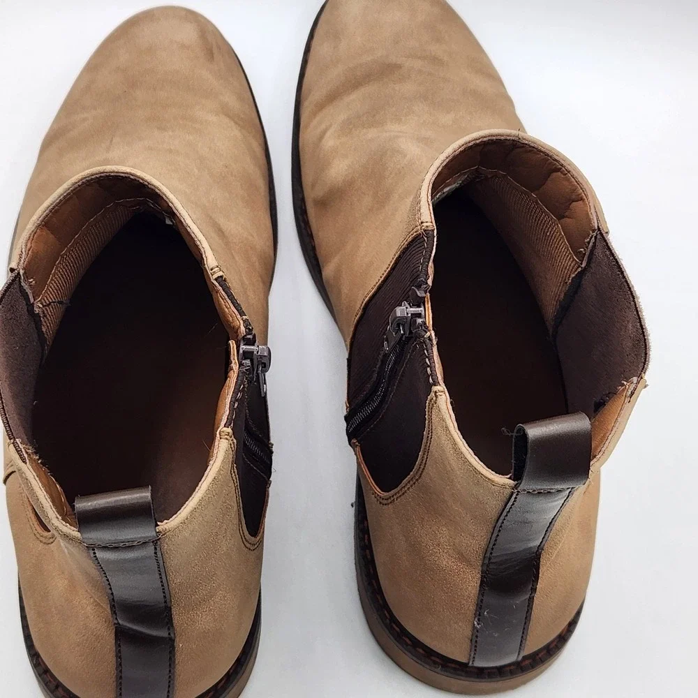 Madden NYC Mens Chelsea Boots Tan Faux Suede‎ Zip Size 12 Casual Ankle